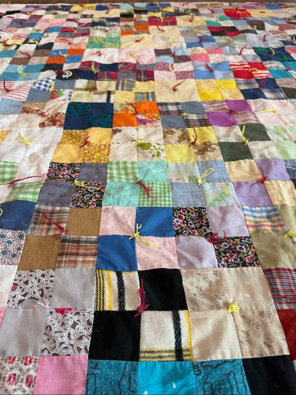 Vintage Handmade Multicolor Patchwork Quilt - no padding